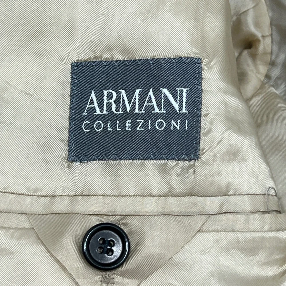 Armani Collezioni Mens Navy Blue Wool Hopsack‎ 2-Button Blazer Sport Coat 44R